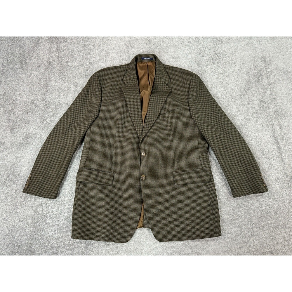Ralph Lauren Suit Jacket Mens 48 L Taupe Wool Hopsack Nails Head Designer Sport